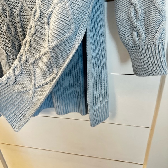 NWT MERSEA LIBSON TRAVELER OS sky blue Mock knit soft cozy acrylic coastal boho - Picture 6 of 14